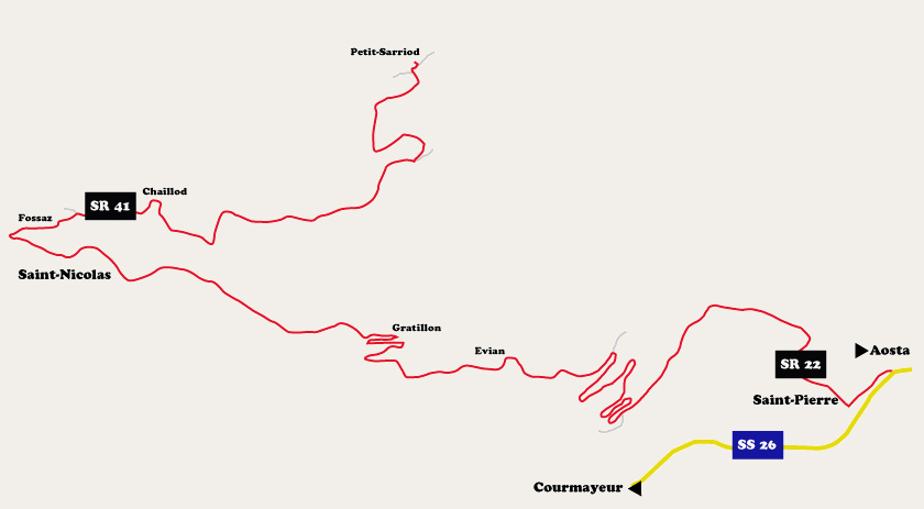 percorso Aosta > Sarriod